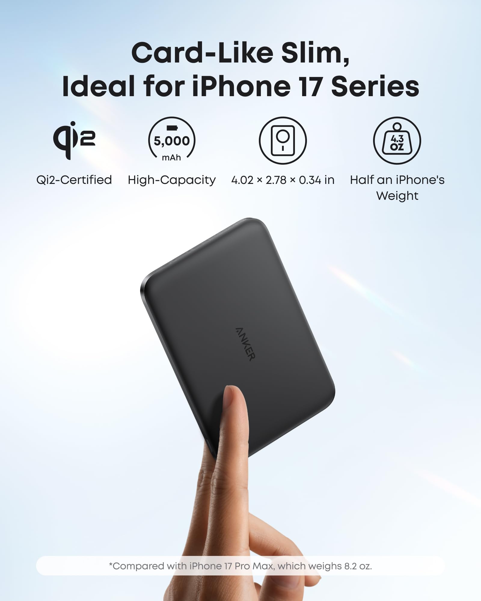 Anker Nano Power Bank, 5,000mAh, Qi2-Certified 15W Portable